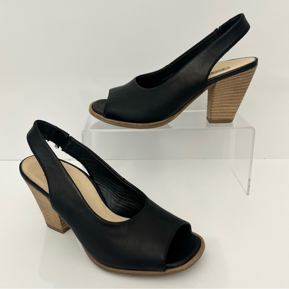 PAUL GREEN Savanah Slingback Peep Toe Leather Sandals in Black Women US 5 - Picture 3 of 13